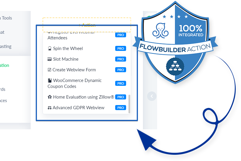 100% natively integrated flowbuilder actions